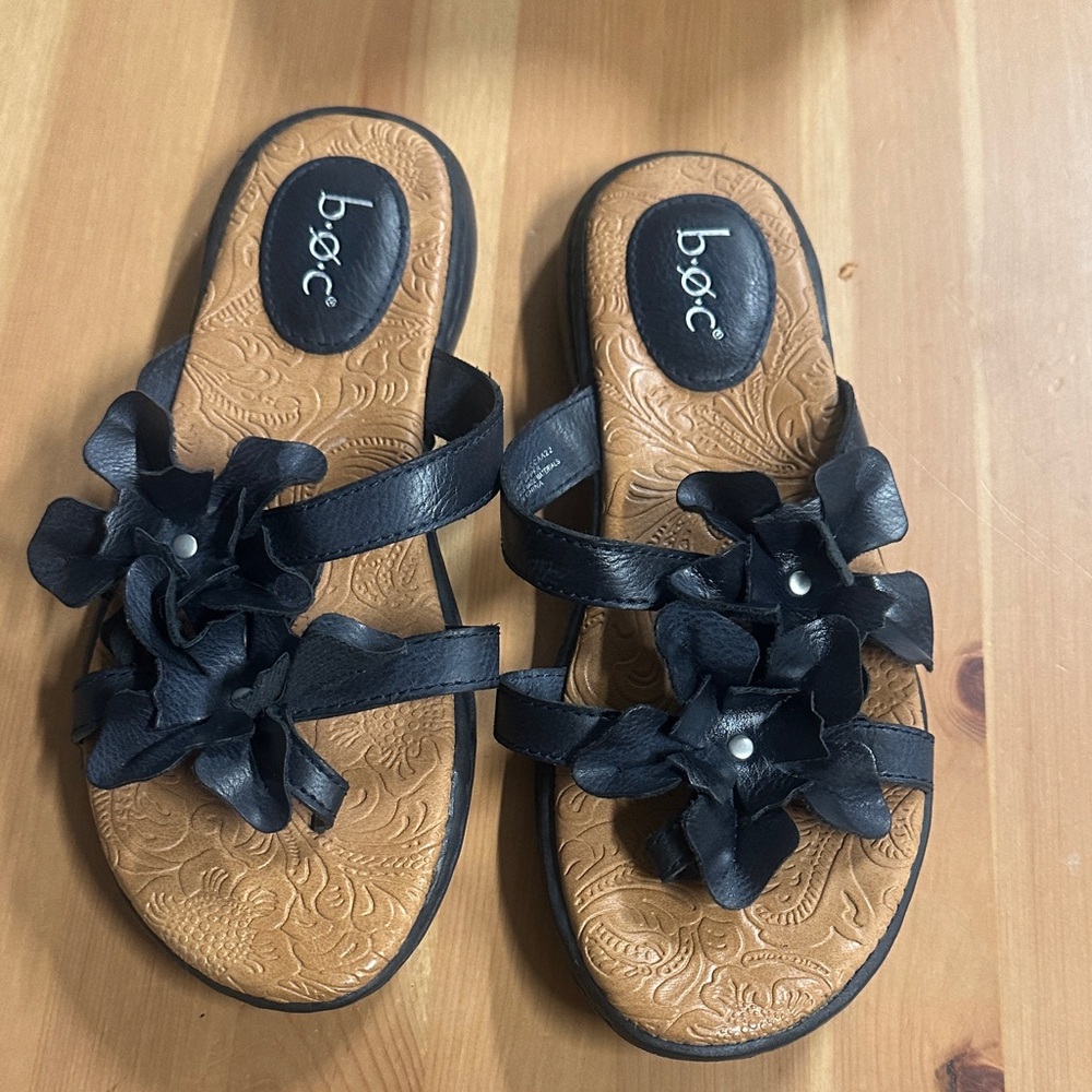 b.o.c. Black Floral Embellished Sandals